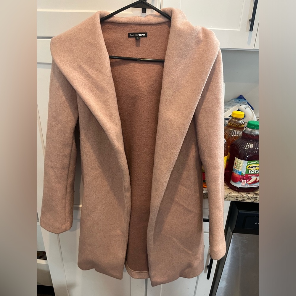 Fashion Nova Mauve Hooded Coat Size Small - Picture 5 of 9